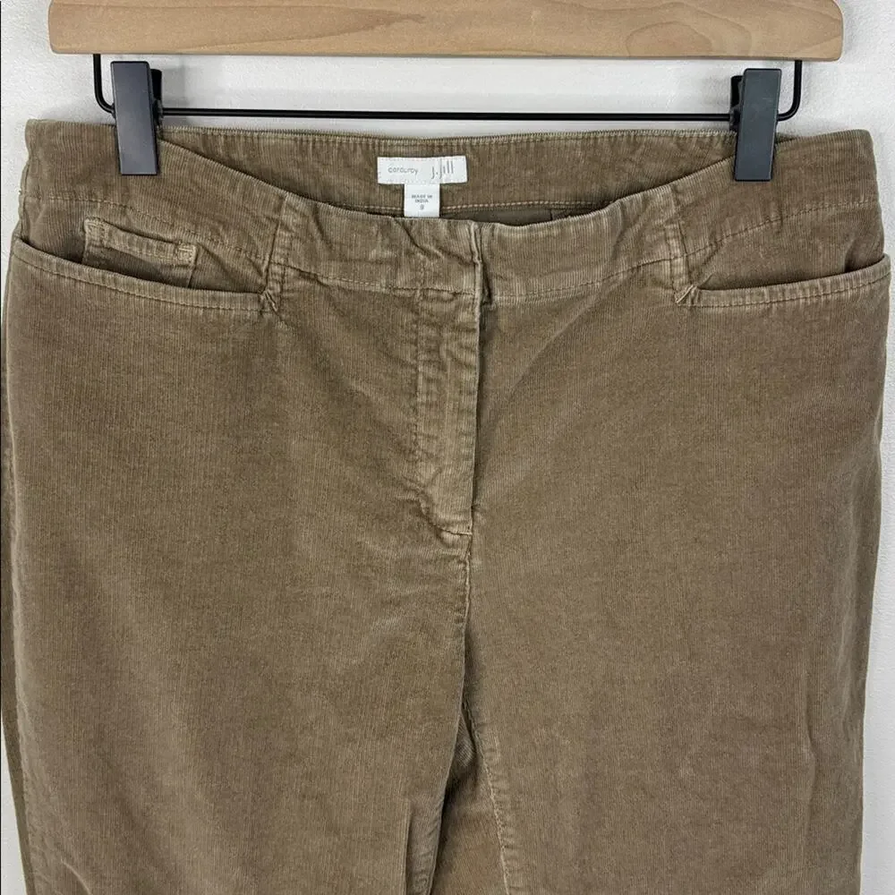 J. Jill Authentic Fit Slim Leg Corduroy Pants 8 Tan Rattan Academia Minimalist